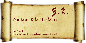 Zucker Kálmán névjegykártya